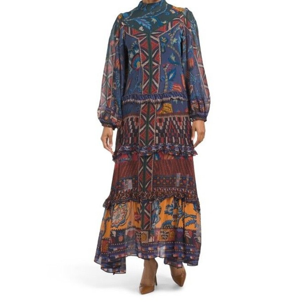 Farm Rio Long sleeve Maxi Dress, Relaxed, Small, New! Retail $335 - Picture 3 of 7